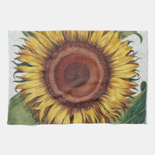 Linge De Cuisine Art de fleur de damas vintage tournesol