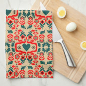Linge De Cuisine Art de fleurs abstrait boho (Quart Plié)