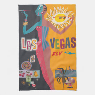 Linge De Cuisine Art de l'affiche de voyage de jeu de Las Vegas vin