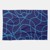 Linge De Cuisine Art de ligne dans les bleus contrastés (Horizontal)