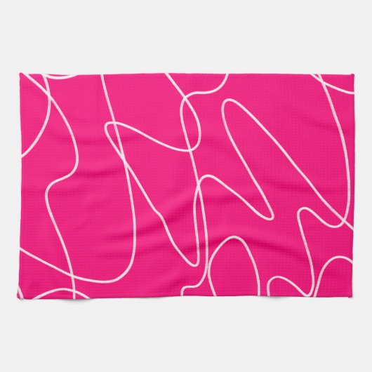 Linge De Cuisine Art de ligne rose chaud (Horizontal)