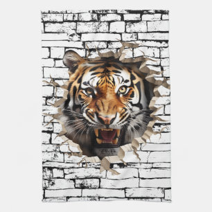 Linge De Cuisine Art de mur de tigre 3D – Safari réaliste