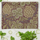 Linge De Cuisine Art de vigne rouge vert William Morris (Plié)