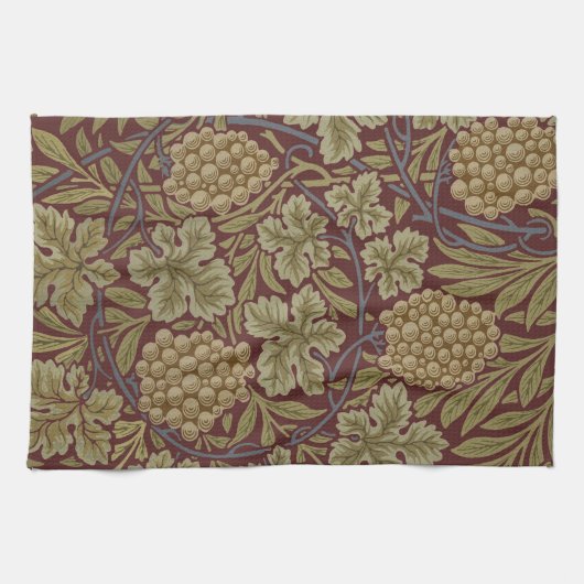 Linge De Cuisine Art de vigne rouge vert William Morris (Horizontal)