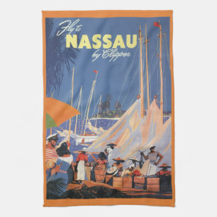 Linge De Cuisine Art de voyage vintage aux Bahamas, Fly Nassau par