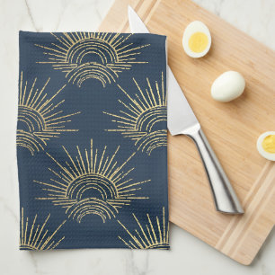 Linge De Cuisine Art Déco Alabere Couronne Arc en Bleu de Minuit