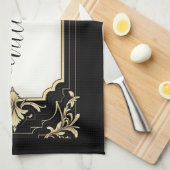 Linge De Cuisine Art Deco Black & Gold Ornate Frame (Quart Plié)