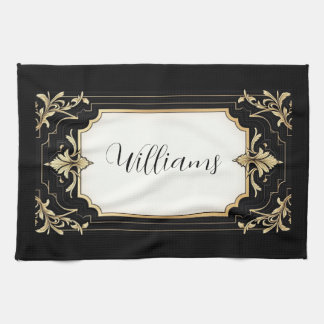 Linge De Cuisine Art Deco Black & Gold Ornate Frame
