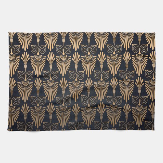 Linge De Cuisine Art Déco Black Gold : Retro. (Horizontal)