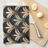 Linge De Cuisine Art déco bleu et or (Quart Plié)