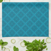 Linge De Cuisine Art déco bleu géométrique (Plié)