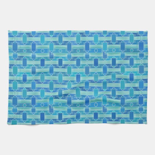 Linge De Cuisine Art Déco chic industriel - bleu clair (Horizontal)