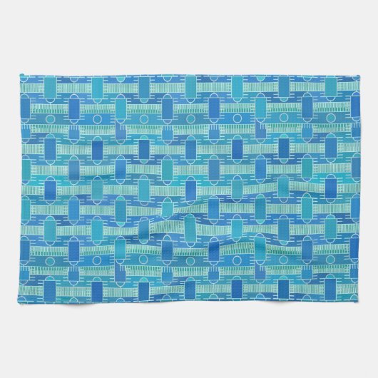 Linge De Cuisine Art Déco chic industriel - bleu clair (Horizontal)
