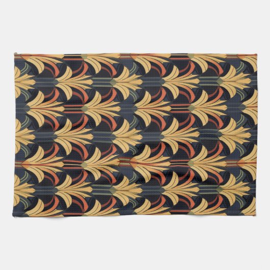 Linge De Cuisine Art Déco Elegant Rouge Or Noir (Horizontal)