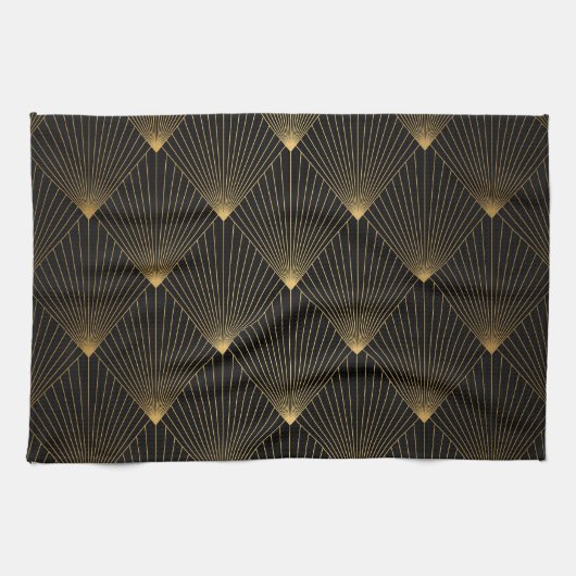 Linge De Cuisine Art Déco : L'élégance de l'or noir. (Horizontal)