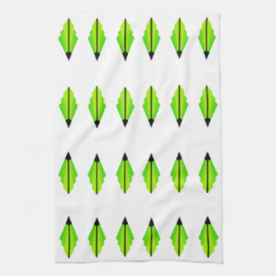 Linge De Cuisine Art Déco motif 3 en vert clair et tisane à thé à l