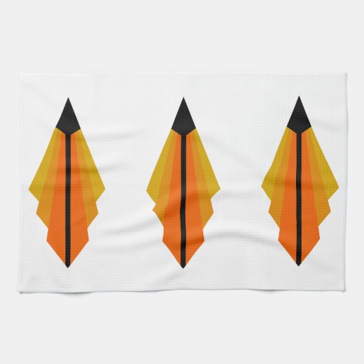 Linge De Cuisine Art Deco Pattern 3 en orange (Horizontal)