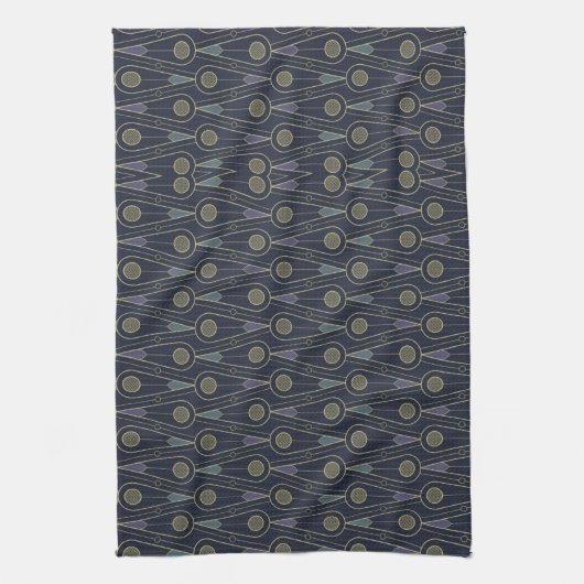 Linge De Cuisine Art Deco pattern with geometric shapes in gold (Vertical)