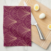 Linge De Cuisine Art Deco pattern with gold geometric fan motifs  (Quart Plié)