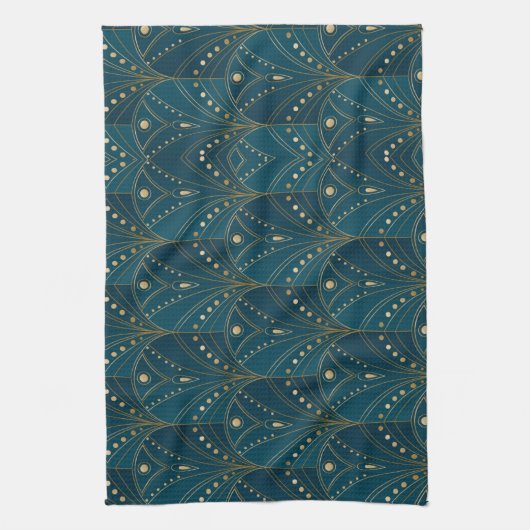 Linge De Cuisine Art Deco pattern with gold geometric shapes (Vertical)