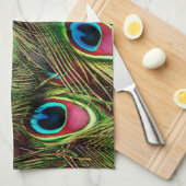 Linge De Cuisine art déco vert turquoise turquoise plumes paon (Quart Plié)