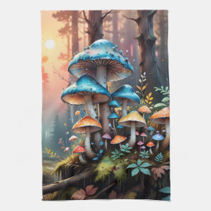 Linge De Cuisine Art des champignons de la forêt colorée