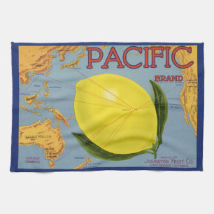 Linge De Cuisine Art d'étiquette de caisse de fruits vintage Pacifi