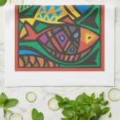 Linge De Cuisine Art du poisson Abstrait (Plié)