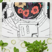 Linge De Cuisine Art floral spatial astronaute (Plié)