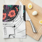Linge De Cuisine Art floral spatial astronaute (Quart Plié)