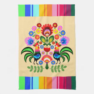 Linge De Cuisine Art folklorique polonais - motif de broderie flora