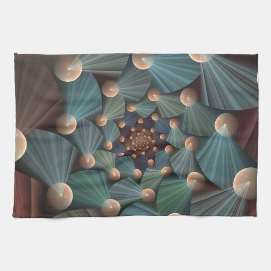 Linge De Cuisine Art Fractal Abstrait Avec Profondeur Bleu Brown Ar (Horizontal)