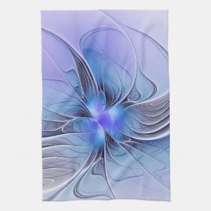 Linge De Cuisine Art fractal moderne abstrait bleu lavande