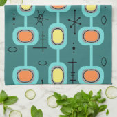 Linge De Cuisine Art géométrique de l'ère spatiale Turquoise (Plié)