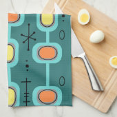 Linge De Cuisine Art géométrique de l'ère spatiale Turquoise (Quart Plié)