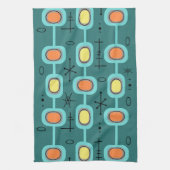 Linge De Cuisine Art géométrique de l'ère spatiale Turquoise (Vertical)