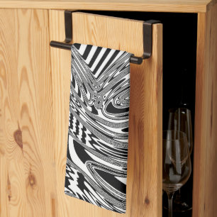 Linge De Cuisine Art Géométrique Noir Et Blanc 12