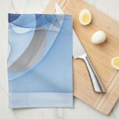 Linge De Cuisine Art graphique fractal abstrait bleu gris moderne (Quart Plié)