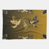 Linge De Cuisine Art graphique noir et or, Elégant Abstrait (Horizontal)