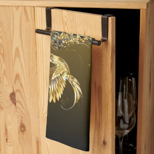 Linge De Cuisine Art graphique noir et or, Elégant Abstrait