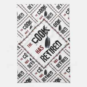 Linge De Cuisine Art graphique Retraité Cuisinier noir et blanc