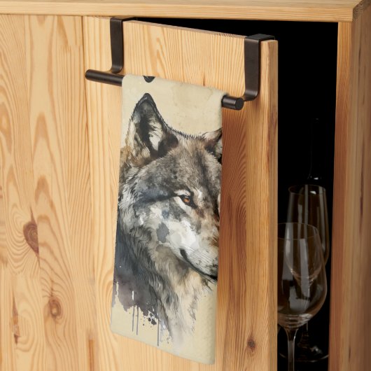 Linge De Cuisine Art graphique Wolf Animaux sauvages Nature sauvage (Pliage en tiers)
