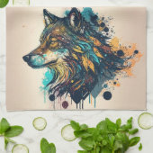 Linge De Cuisine Art graphique Wolf Animaux sauvages Nature sauvage (Plié)