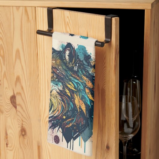 Linge De Cuisine Art graphique Wolf Animaux sauvages Nature sauvage (Pliage en tiers)