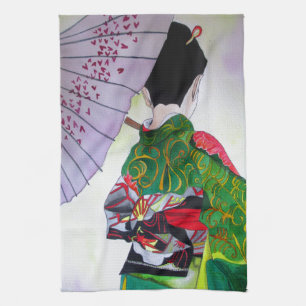 Linge De Cuisine Art japonais de geisha avec le kimono et le
