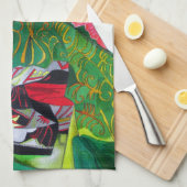 Linge De Cuisine Art japonais Geisha avec kimono et parapluie (Quart Plié)