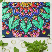 Linge De Cuisine Art mandala floral vibrant (Plié)