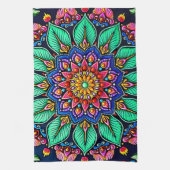 Linge De Cuisine Art mandala floral vibrant (Vertical)