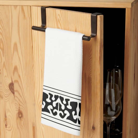 Linge De Cuisine Art moderne Abstrait en forme noire (Pliage en tiers)