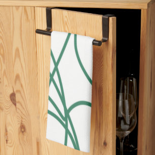 Linge De Cuisine Art moderne : Vert sur Blanc
